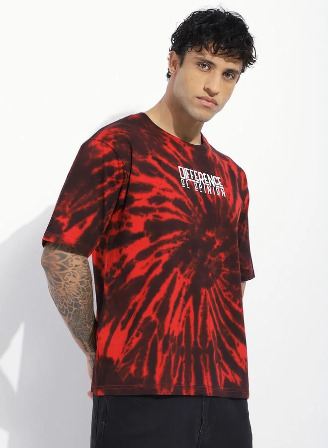 Difference of Opinion Men Oversized Tie Dye All Over Print T-Shirt
